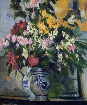  vase Oil Painting - Two Vases of Flowers Paul Cezanne